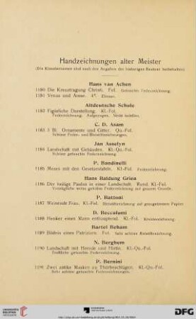 Handzeichnungen alter Meister (Nr. 1180 - 1303)
