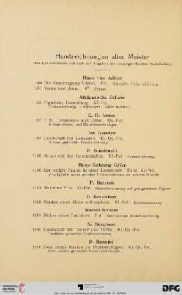 Handzeichnungen alter Meister (Nr. 1180 - 1303)