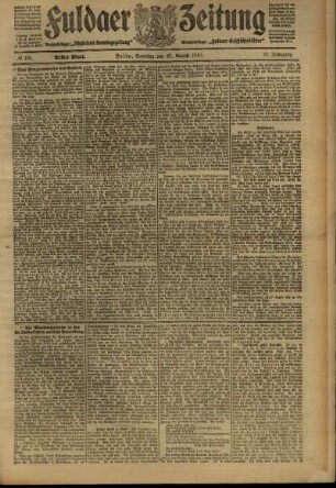 Erste Ausgabe vom Samstag, den 27. August 1910.