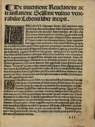 De inventione, revelatione ac translatione sanctissimi vultus venerabilis