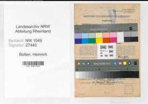 Entnazifizierung Heinrich Bolten , geb. 23.01.1901 (Lokfuehrer)