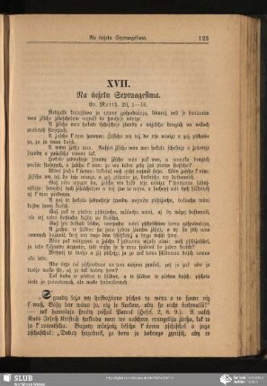 XVII. Na ńeźelu Septuagesima