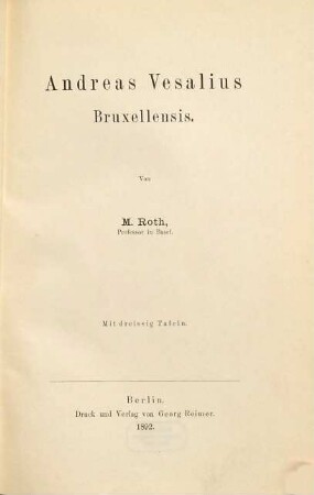 Andreas Vesalius Bruxellensis : mit dreissig Tafeln