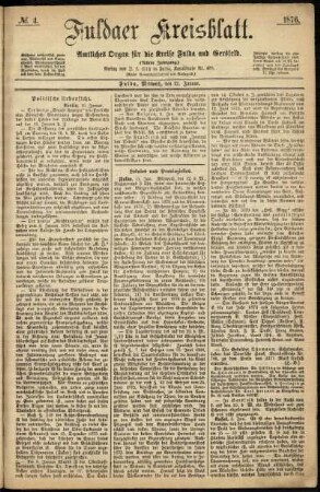 Ausgabe vom Mittwoch, den 12. Januar 1876.