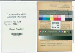 Entnazifizierung Friedrich Kiepe , geb. 25.08.1913 (Geschaeftsleiter)