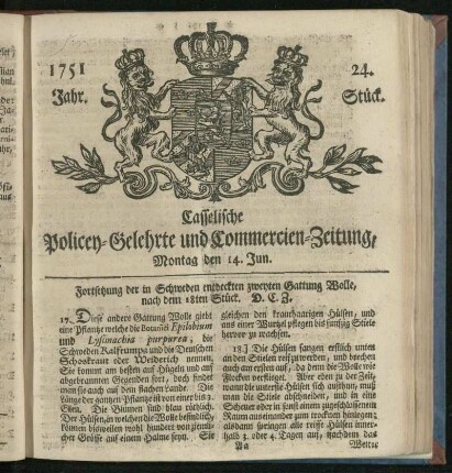 24. Stueck, Montag den 14. Jun. 1751