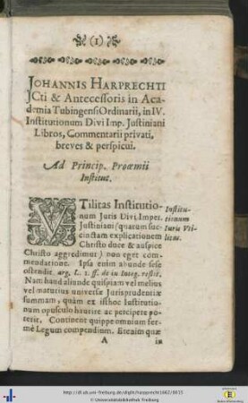 Proömium Institutionum.