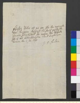 Brief von Herder, Johann Gottfried an Goethe, Johann Wolfgang von