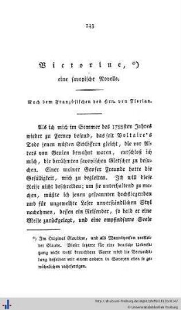 Victorine. Eine savoysche Novelle