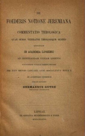 De foederis notione Jeremiana : commentatio theologica