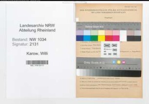 Entnazifizierung Willi Karow , geb. 07.09.1893 (Stabsmusikmeister)