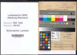 Entnazifizierung Lambert Schumacher , geb. 04.05.1903 (Arbeiter)