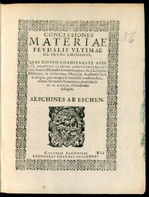 Conclusiones Materiae Feudalis Ultimae De Feudi Amissione.