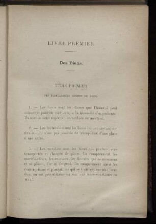 Titre Premier. Des Différentes sortes de biens
