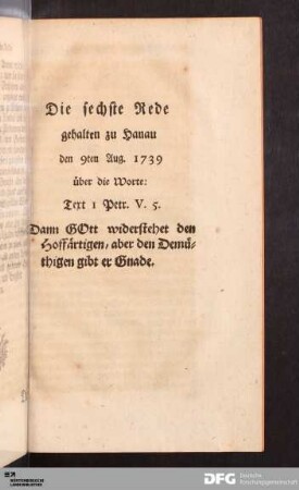 Die sechste Rede [...].