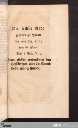 Die sechste Rede [...].