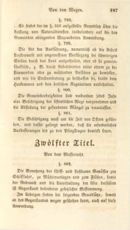 Zwölfter Titel. Von dem Wasserrecht