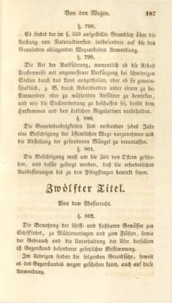 Zwölfter Titel. Von dem Wasserrecht