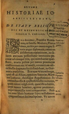 Epitome Commentariorum J. Sleidani de statu religionis