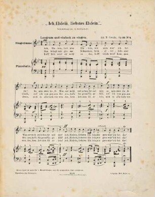 Ach Elslein, liebstes Elslein : für 1 Singstimme mit Clavier ; op. 22,4