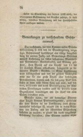 Bemerkungen zu vorstehendem Gesetzentwurf.