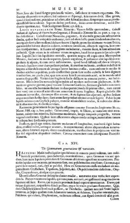 Cap. XIV. De Gemmarum generatione & varietate
