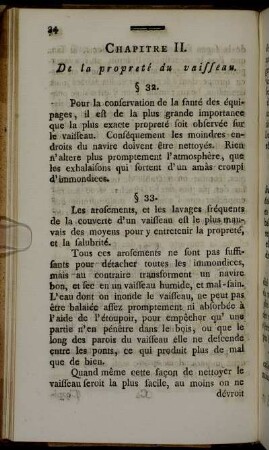Chapitre II. De la propreté du vaisseau.