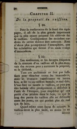 Chapitre II. De la propreté du vaisseau.