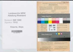 Entnazifizierung Aloys Kraume, geb. 22.06.1896 (Tierarzt)