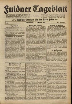 Ausgabe vom Donnerstag, den 03. Februar 1921.