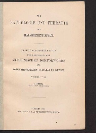 Zur Pathologie und Therapie der Halskiemenfisteln