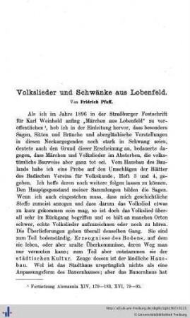 Volkslieder und Schwänke aus Lobenfeld.