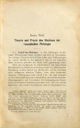 Handbuch der romanischen Philologie