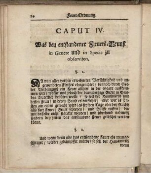 Caput IV. Was bey entstandener Feuers-Brunst in Genere und Specie zu observiren.