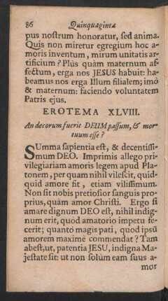 Erotema XLVIII. An decorum fuerit DEUM passum, & mortuum esse?