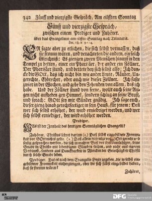 Fünff und vierzigste Gespräch, am eilfften Sonntag nach Trinitatis.