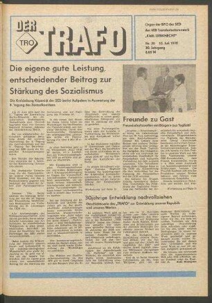 TRO-Betriebszeitung 'Der Trafo'; Nr. 26/1978 (10. Juli 1978)