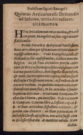Quintus Articulus est ...