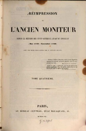 Réimpression de l'Ancien Moniteur : depuis la réunion des états-généraux jusqu'au consulat ; (Mai 1789 - Novembre 1799), 4