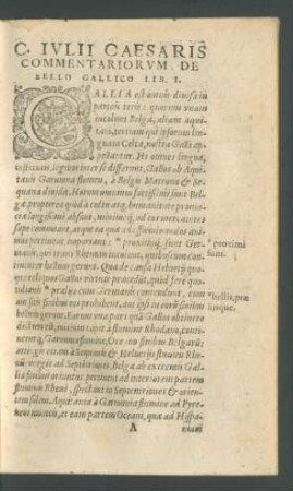 C. Iulii Caesaris Commentariorum De Bello Gallico Lib. I.