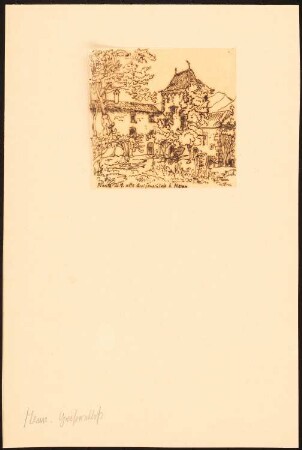 Schloss Planta (altes Greifenschloss), Meran: Durchzeichnung: Perspektivische Ansicht (vermutlich nach Gartenlaube, 1872?)