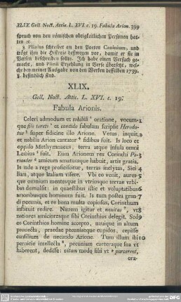 XLIX. Gell. Noct. Attic. L. XVI. c. 19. Fabula Arionis