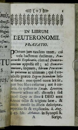 In Librum Deuteronomii. Præfatio.