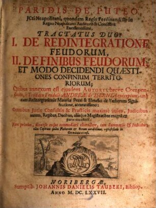 Tractatus Insignis de Redintegratione Feudorum
