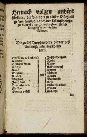 Hernach volgen andere stücklein / die folgendts zu diesem Büchlein gesetzt seind [...]