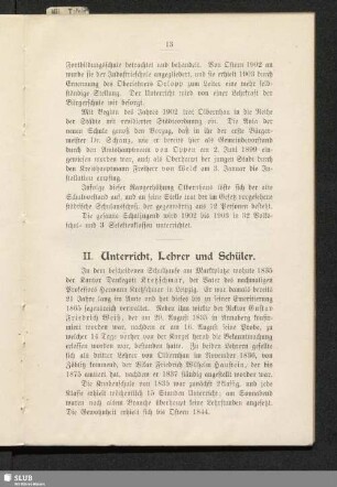 II. Unterricht, Lehrer und Schüler