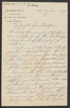 Brief an Friedrich Wilhelm Jähns : 27.06.1879