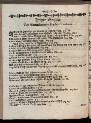 Dritter Register. Von Anmerckungen auß anderer Erudition.