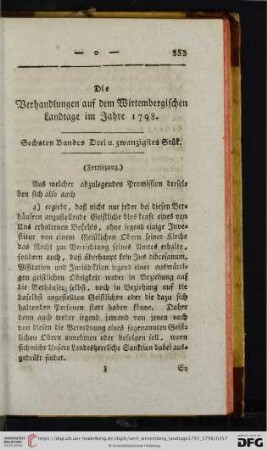 Sechsten Bandes Drei u. zwanzigstes Stuek.