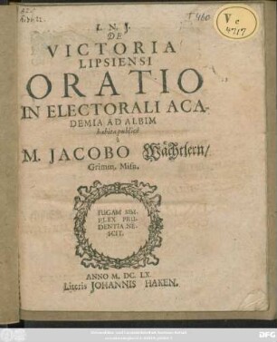 De Victoria Lipsiensi Oratio